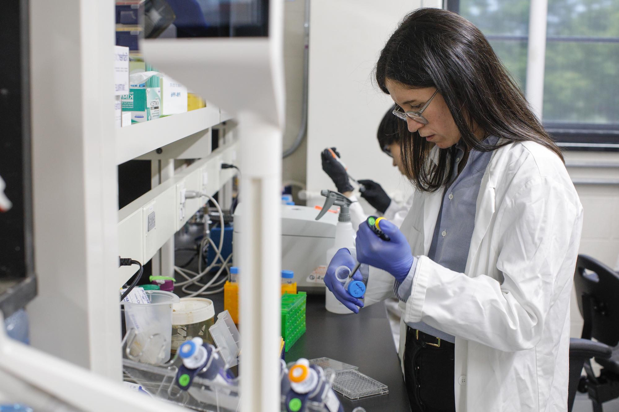 Allison Lopatkin in her research lab